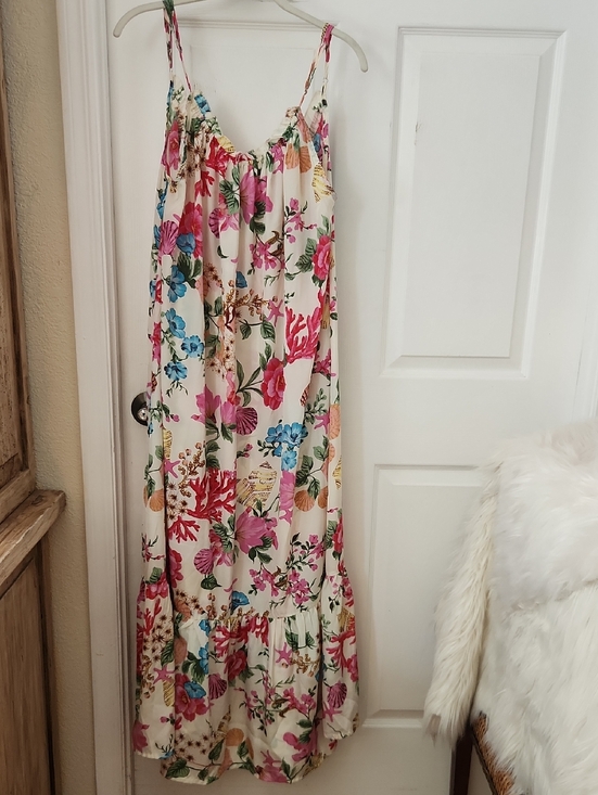 True Destinations Dresses & Skirts - Floral Cream Maxi Dress